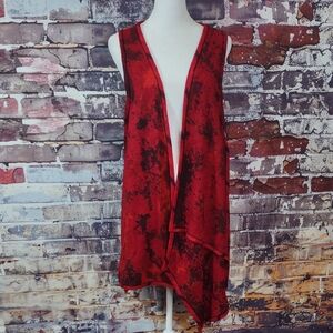 Abstract Print Raw Silk Vest
